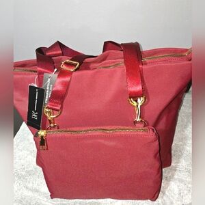 INC- Red Plum-Large Tote Bag w Cross Body Bag
